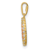 Oval Our Lady of Guadalupe with CZ Stone Border Charm Pendant in Real 14k Multi-Tone Gold