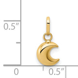 14k Yellow Gold Crescent Moon Pendant Charm, Polished Puffed Celestial Design for Women or Unisex