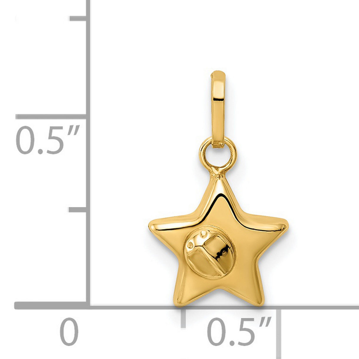 14k Yellow Gold Star Pendant with Raised Ladybug Design, Celestial Nature Charm