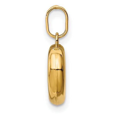 14k Yellow Gold Open Heart Pendant Charm, Hollow Heart Design, Polished Romantic Jewelry for Women
