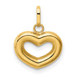 14k Yellow Gold Open Heart Pendant Charm, Hollow Heart Design, Polished Romantic Jewelry for Women