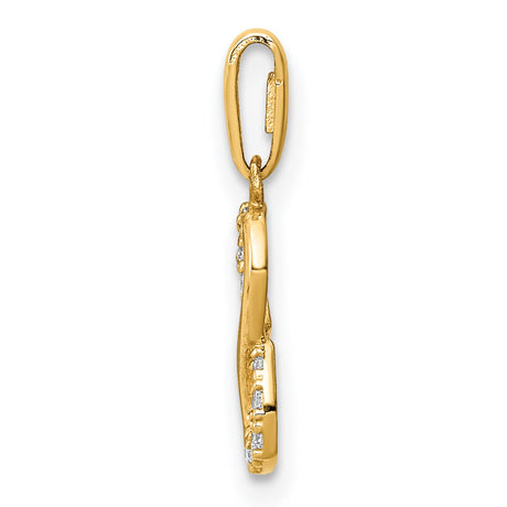 14k Yellow Gold Infinity Pendant with Cubic Zirconia Accents, Symbol of Eternal Love