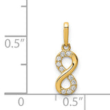 14k Yellow Gold Infinity Pendant with Cubic Zirconia Accents, Symbol of Eternal Love