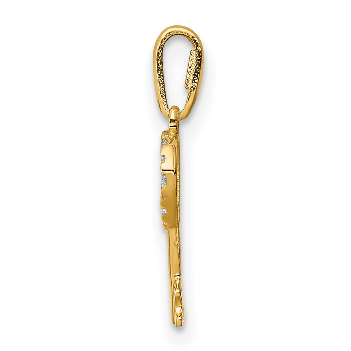 14k Yellow Gold Heart Key Pendant with Diamond Accent, Romantic Symbolic Jewelry for Women