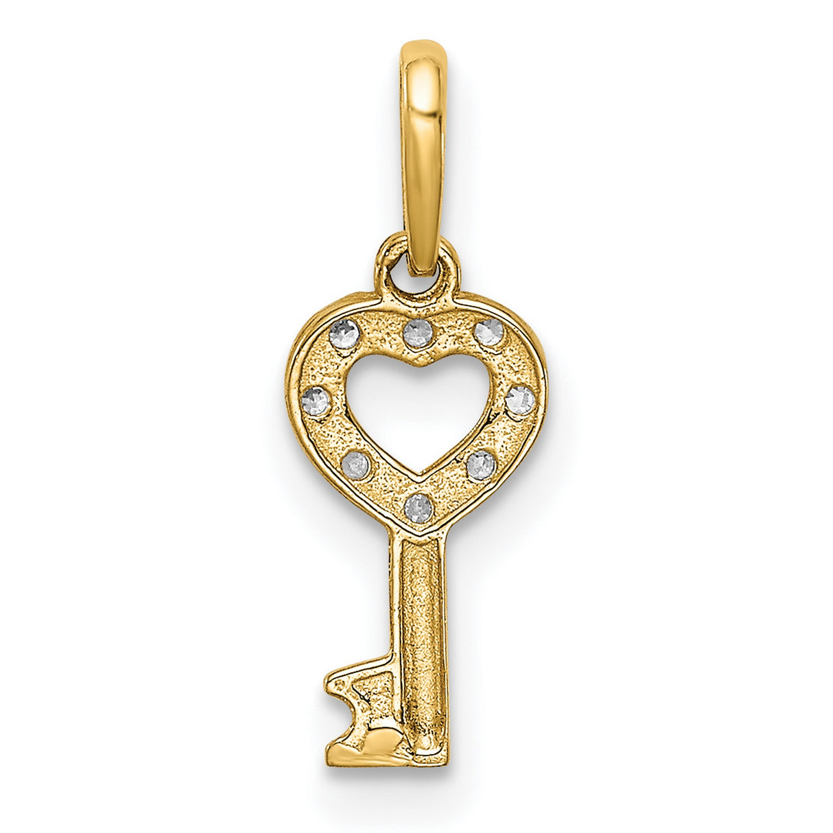 14k Yellow Gold Heart Key Pendant with Diamond Accent, Romantic Symbolic Jewelry for Women