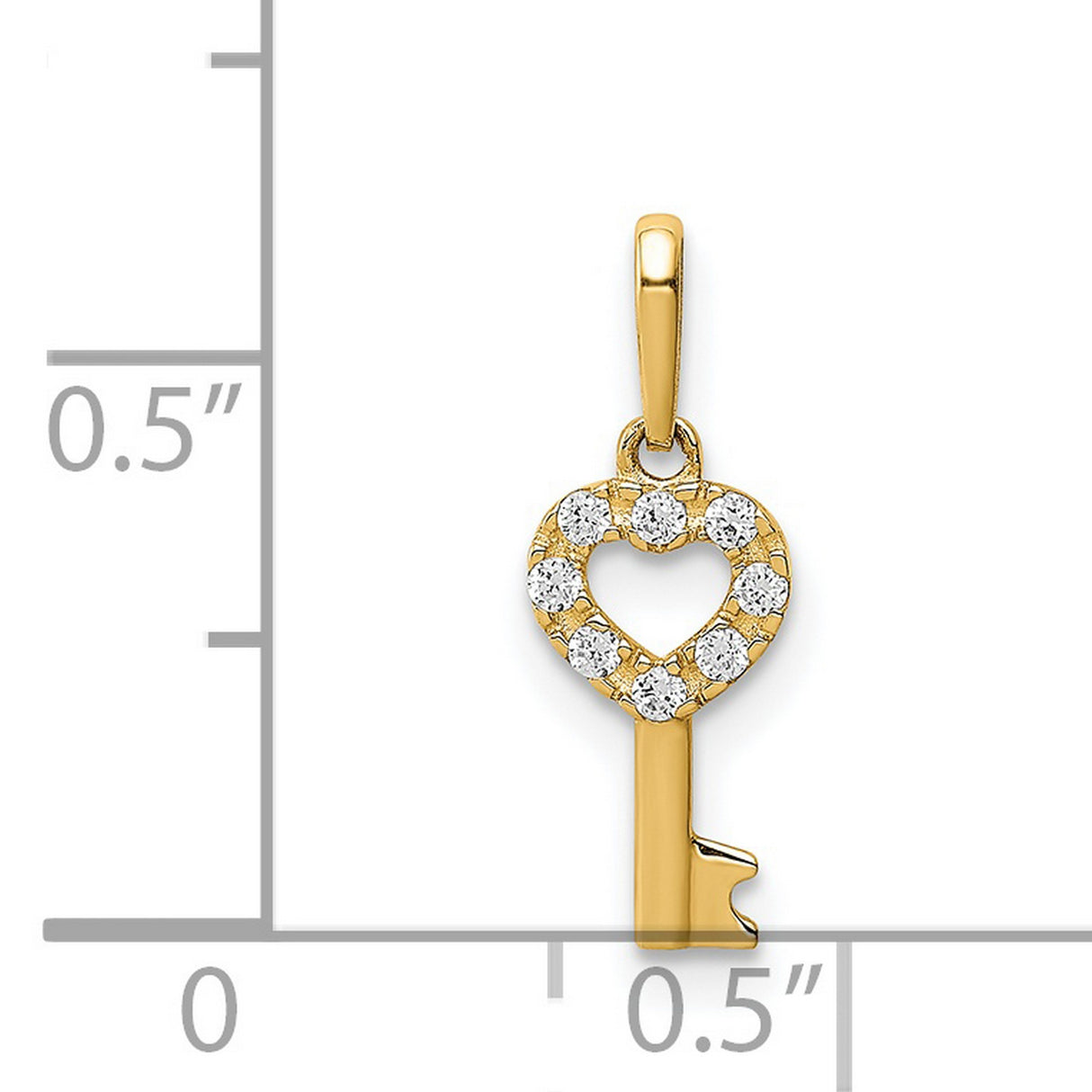 14k Yellow Gold Heart Key Pendant with Diamond Accent, Romantic Symbolic Jewelry for Women
