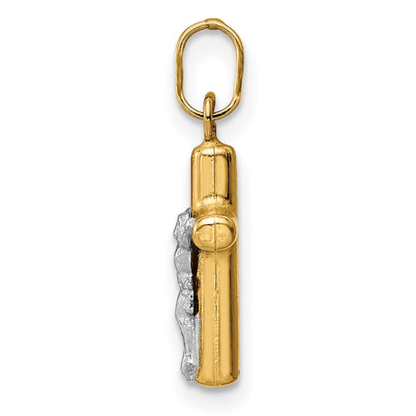 14k Multi-Tone Gold Crucifix Pendant, Jesus on Cross Religious Christian Charm