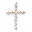 14k Yellow Gold Cross Pendant with Round Cut White Gemstone, Christian Religious Jewelry for Women