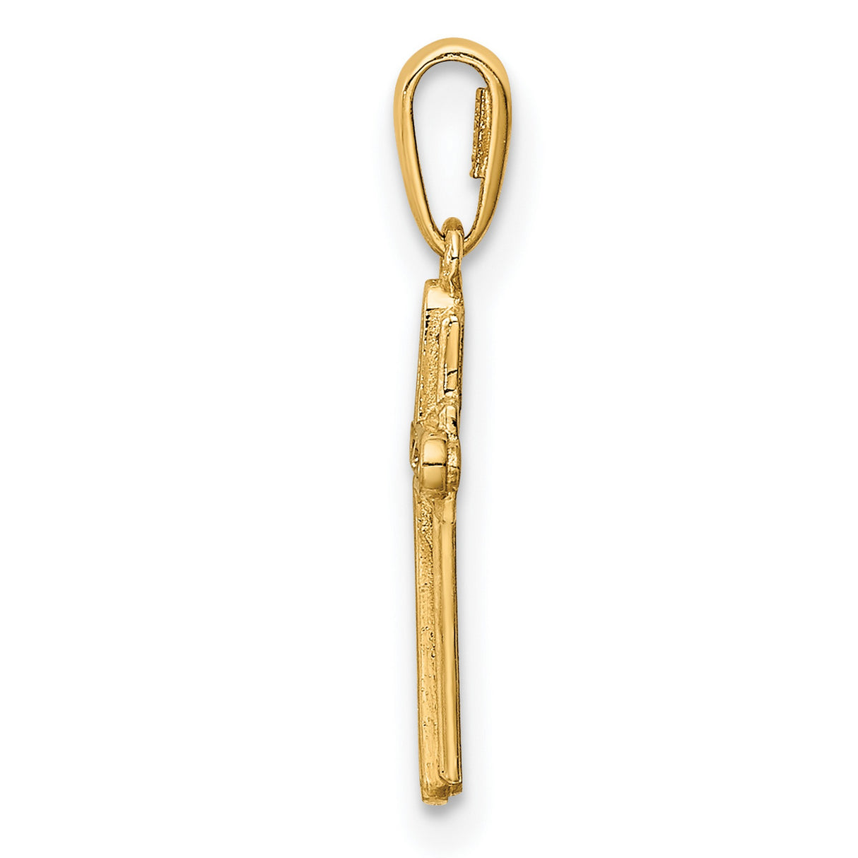 14k Yellow Gold Cross Pendant with Cubic Zirconia, Double Layered Christian Charm for Women
