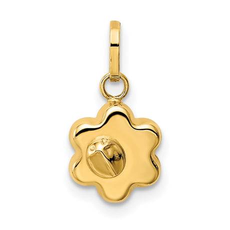 14k Yellow Gold Virgin Mary Flower Pendant, Catholic Religious Medal Charm for Women