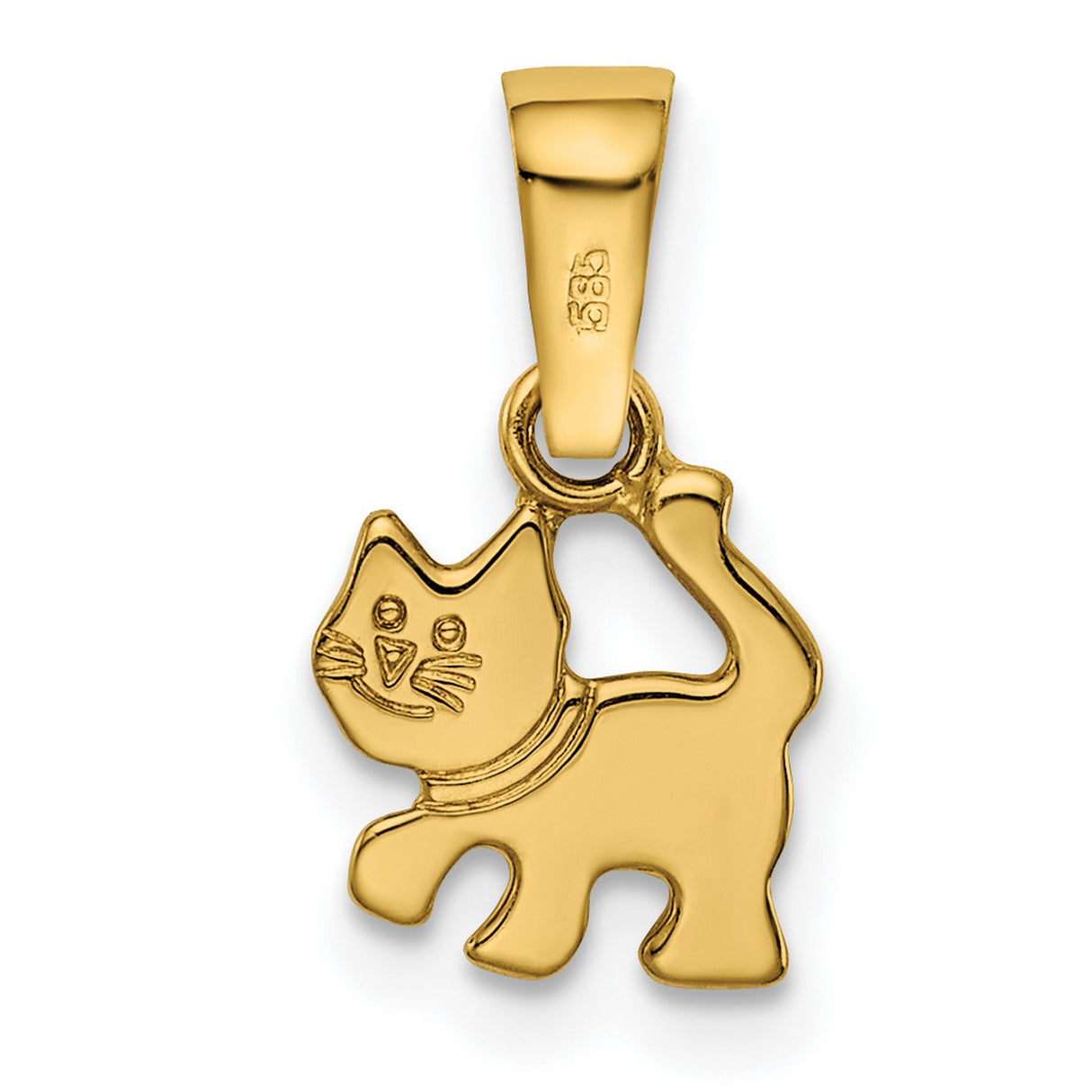 Kitten Charm Pendant in Real 14k Yellow Gold