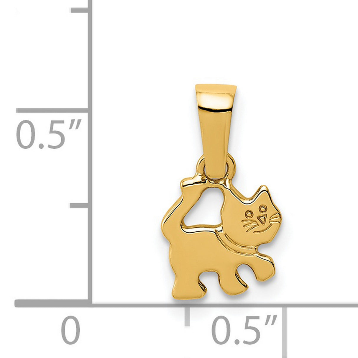 Kitten Charm Pendant in Real 14k Yellow Gold
