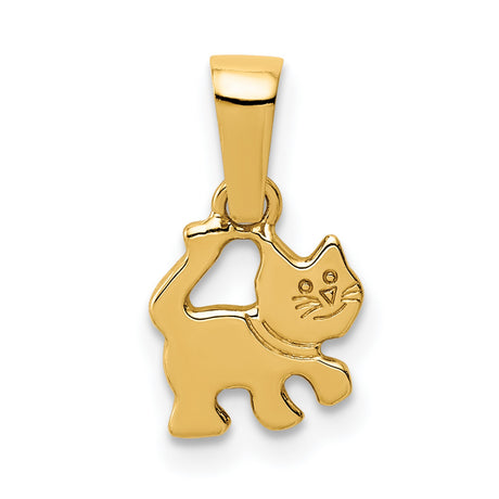 Kitten Charm Pendant in Real 14k Yellow Gold