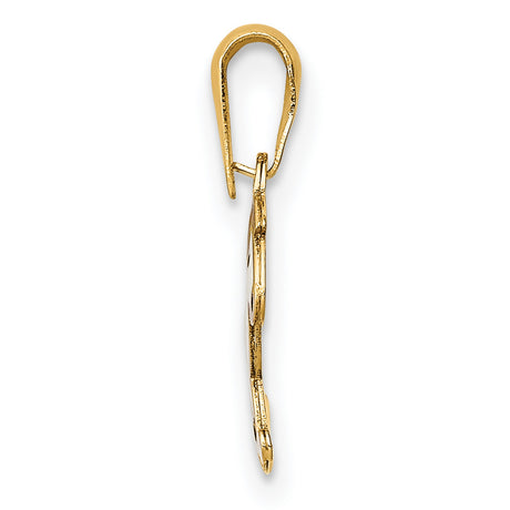 14k Yellow Gold Rocking Horse Pendant with White Enamel, Baby Girl Charm Keepsake