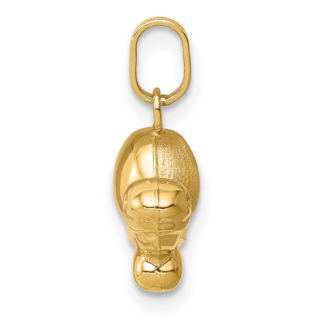 Satin and Polished Turtle Charm Pendant in Real 14k Yellow Gold