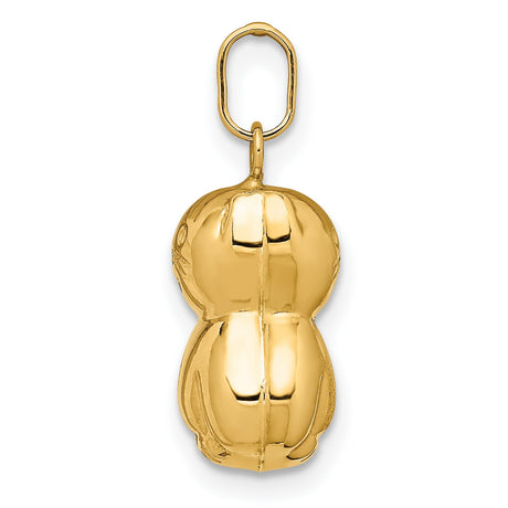Satin 3-D Cat Charm Pendant in Real 14k Yellow Gold