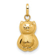 Satin 3-D Cat Charm Pendant in Real 14k Yellow Gold