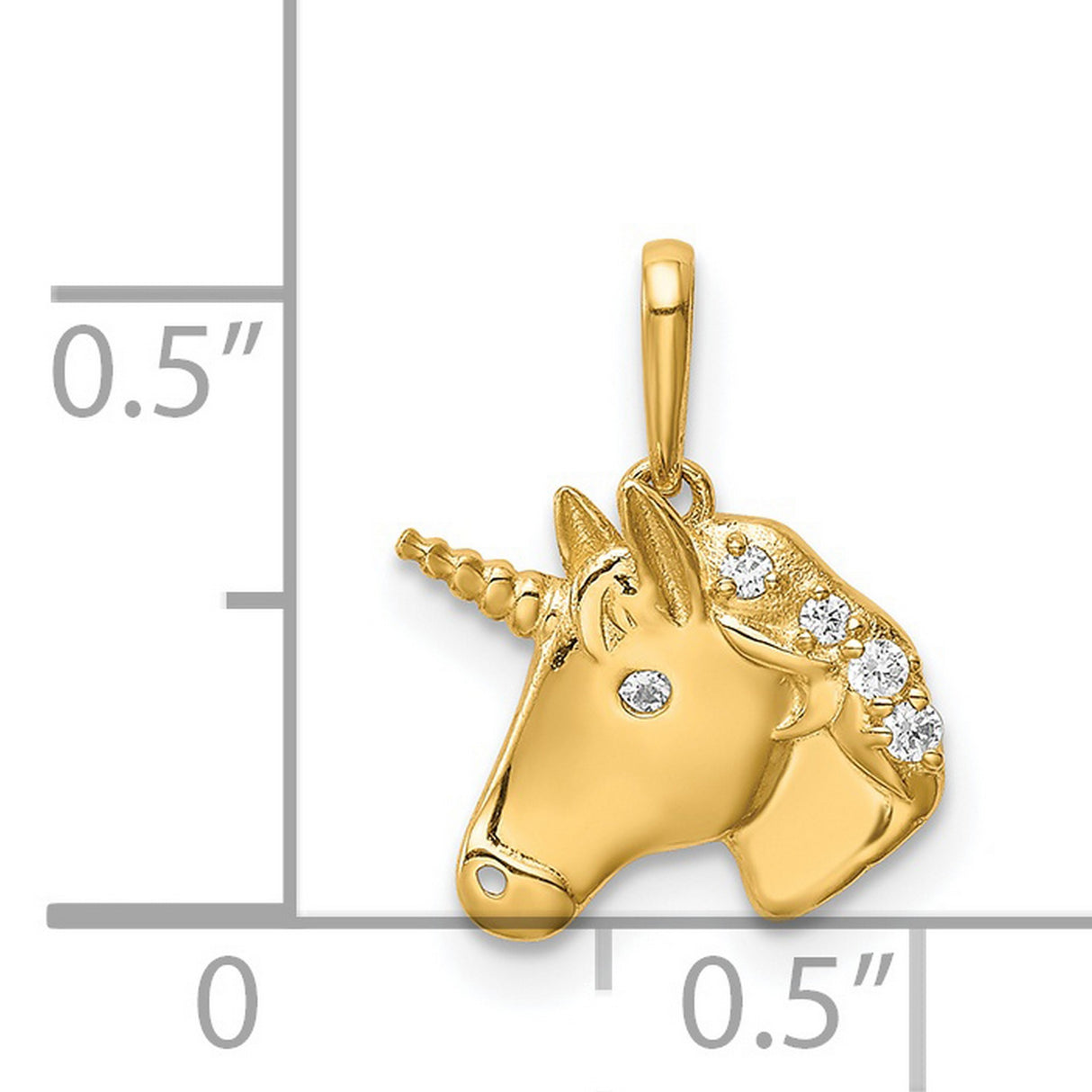 14k Yellow Gold Unicorn Pendant with Diamond Accent, Whimsical Fantasy Jewelry for Women and Girls