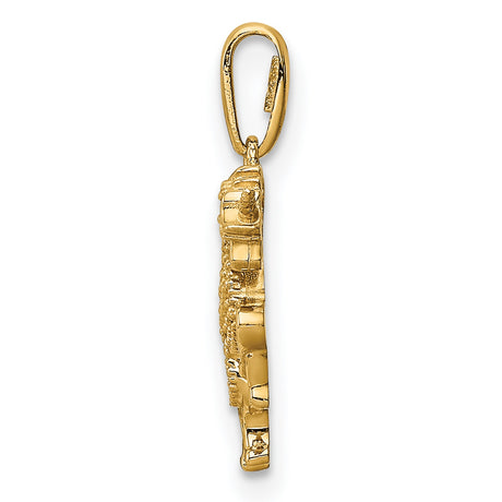 14k Yellow Gold Unicorn Pendant with Cubic Zirconia, Prancing Mythical Design for Women