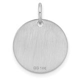 14k Yellow Gold Letter W Pendant, Script Initial Round Monogram Charm for Women or Unisex