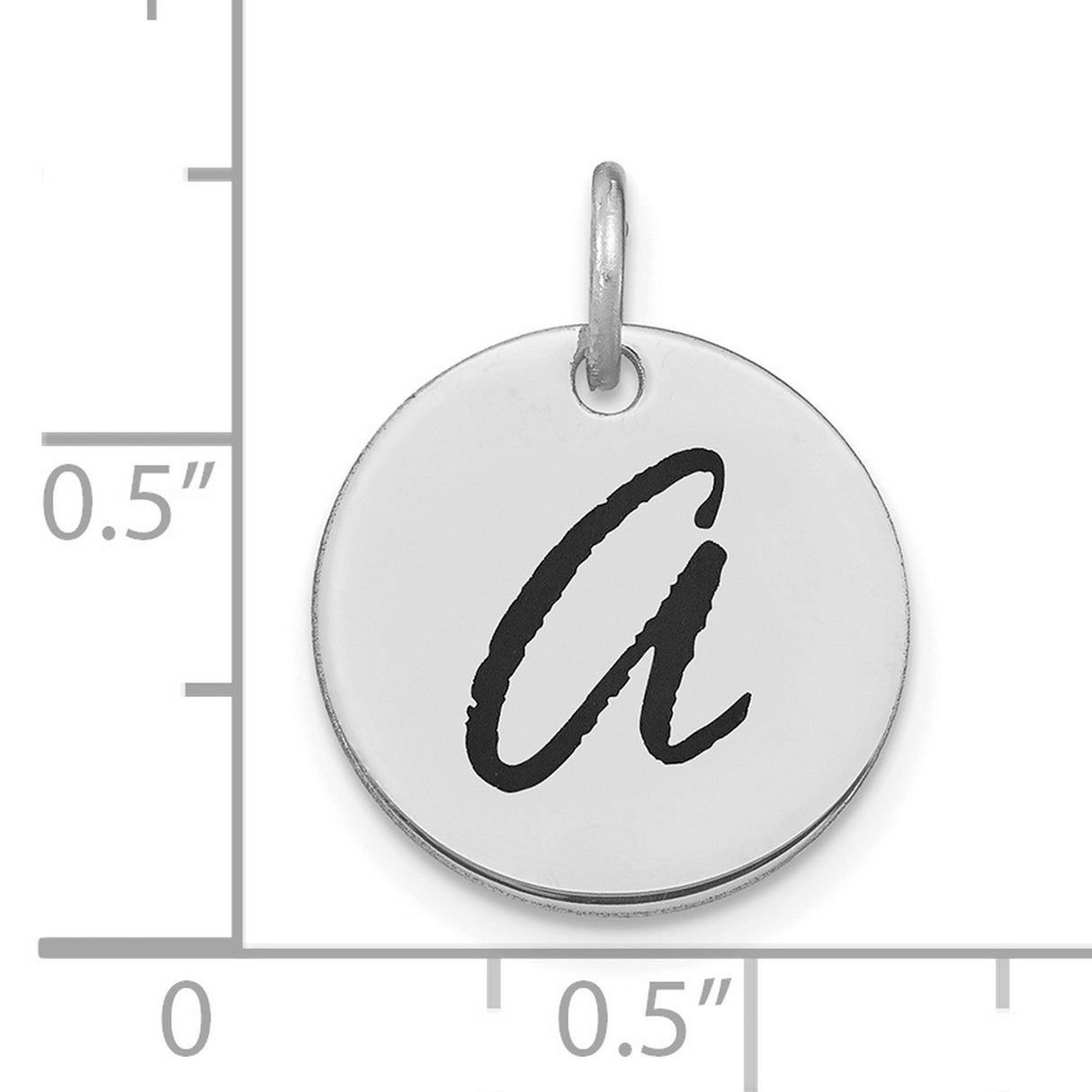 14k White Gold Initial Pendant Charm, Script Letter A Monogram for Women or Unisex