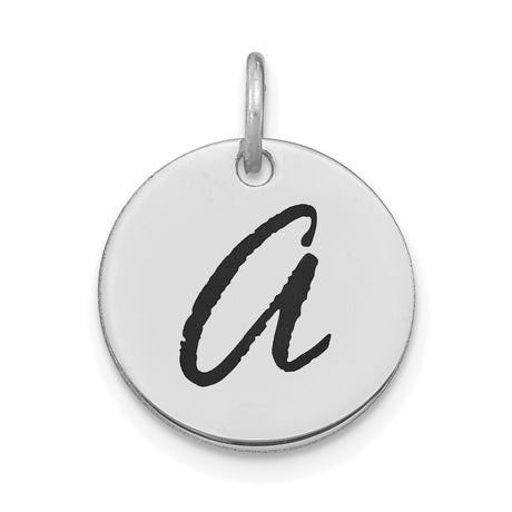 14k White Gold Initial Pendant Charm, Script Letter A Monogram for Women or Unisex