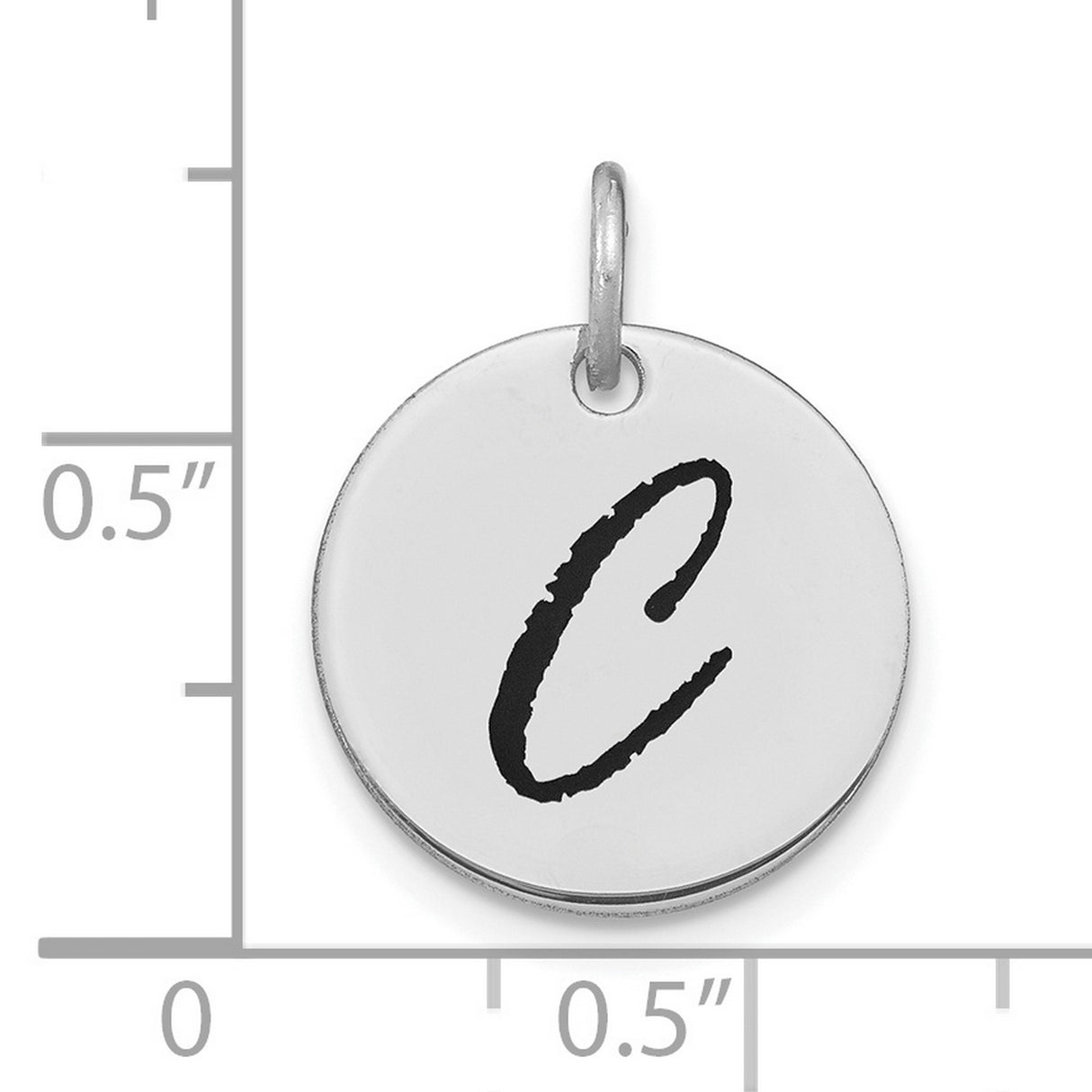 14k White Gold Initial C Pendant, Script Letter Monogram Charm for Women or Unisex
