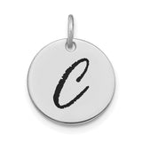 14k White Gold Initial C Pendant, Script Letter Monogram Charm for Women or Unisex