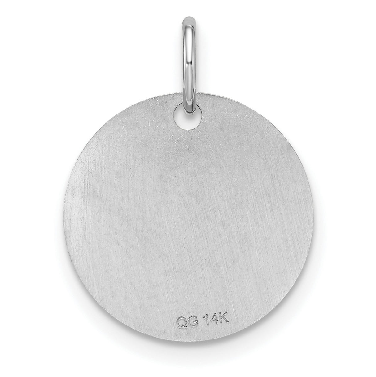 14k White Gold Round Initial Pendant with Black Enamel Letter G Charm