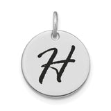 14k White Gold Initial Pendant, Bold Script Letter H Monogram Charm