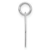 14k White Gold Initial Pendant with Black Script Letter L, Unisex Disk Charm