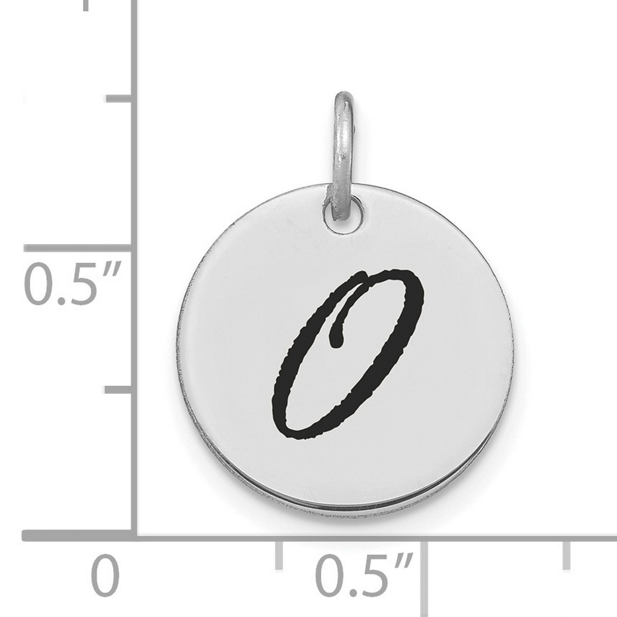 14k White Gold Initial Pendant with Script Letter O, Dainty Monogram Charm for Women