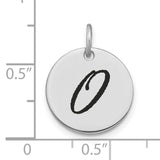 14k White Gold Initial Pendant with Script Letter O, Dainty Monogram Charm for Women