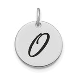 14k White Gold Initial Pendant with Script Letter O, Dainty Monogram Charm for Women