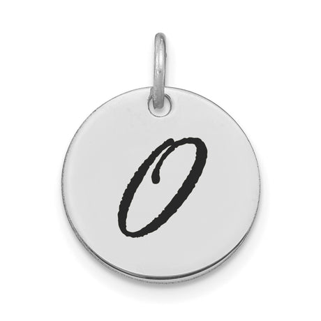 14k White Gold Initial Pendant with Script Letter O, Dainty Monogram Charm for Women