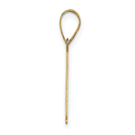 14k Yellow Gold Initial A Pendant, Polished Cutout Block Letter Charm for Women or Unisex