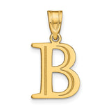 14k Yellow Gold Initial B Pendant, Polished Block Letter Charm, Unisex Monogram Jewelry