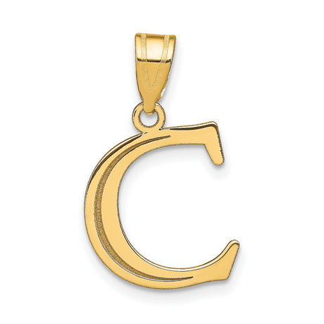 14k Yellow Gold Letter C Pendant, Polished Monogram Charm for Women or Unisex Wear
