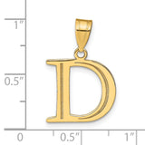 14k Yellow Gold Initial D Pendant Charm with Polished Block Letter Design
