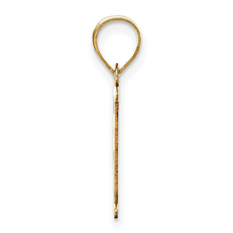 14k Yellow Gold Letter F Pendant, Block Initial Charm in Polished Finish for Women or Unisex