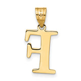 14k Yellow Gold Letter F Pendant, Block Initial Charm in Polished Finish for Women or Unisex