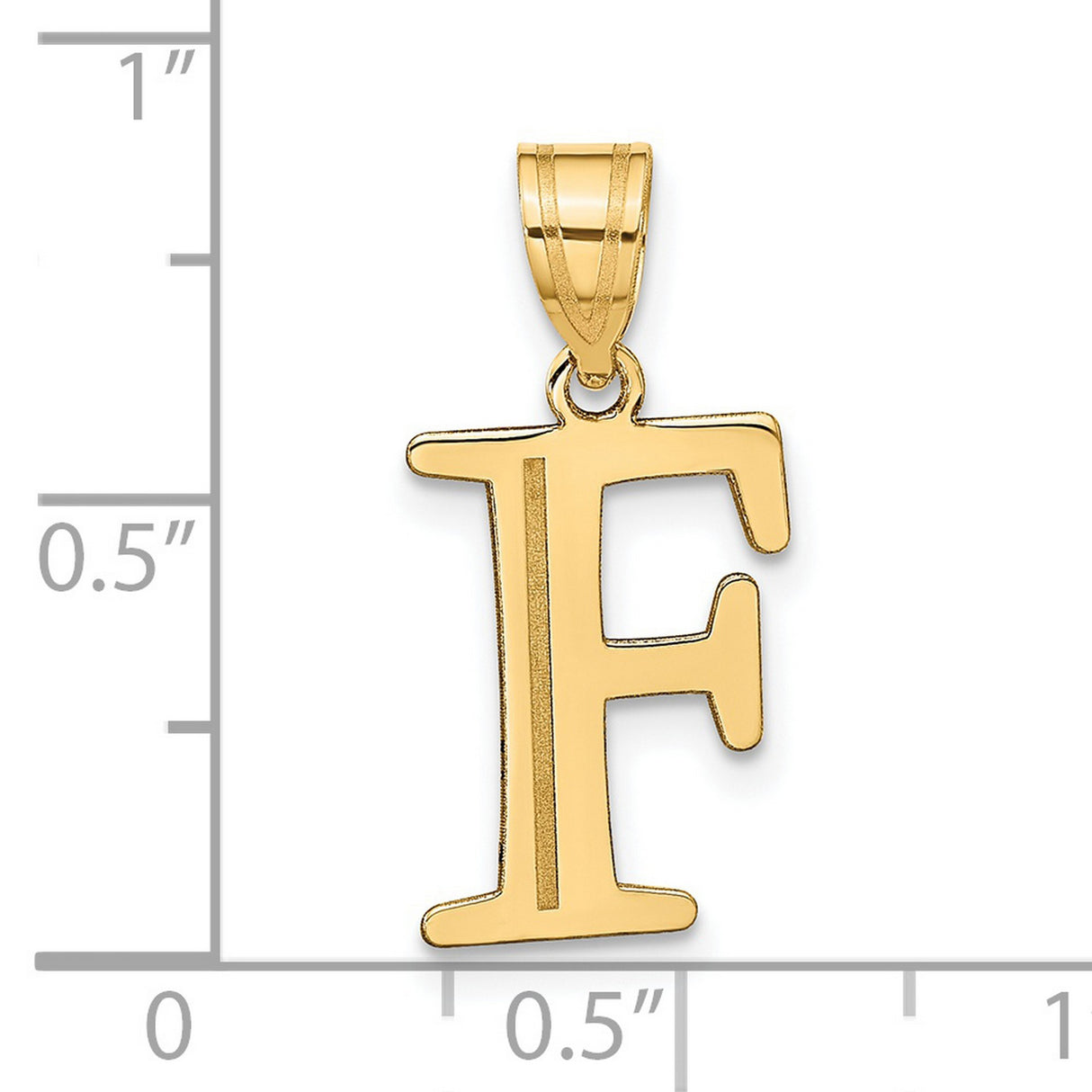 14k Yellow Gold Letter F Pendant, Block Initial Charm in Polished Finish for Women or Unisex