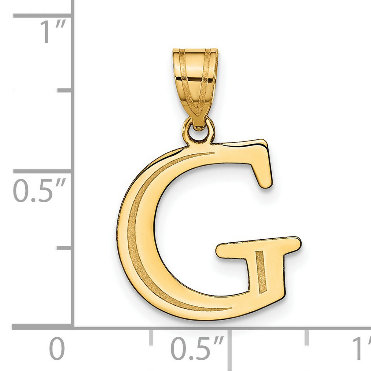 14k Yellow Gold Pendant, Letter G Serif Initial Charm, Polished Finish, Unisex Design