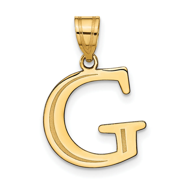 14k Yellow Gold Pendant, Letter G Serif Initial Charm, Polished Finish, Unisex Design