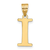 14k Yellow Gold Initial I Pendant with Polished Finish and Matte Center Detail