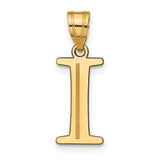 14k Yellow Gold Initial I Pendant with Polished Finish and Matte Center Detail