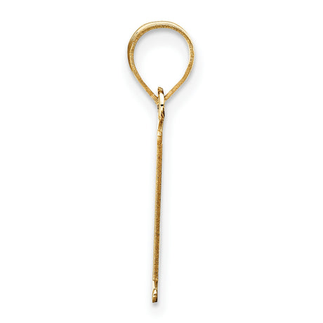 14k Yellow Gold Initial L Pendant with Polished Finish and Satin Center, Letter Charm Jewelry