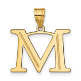 14k Yellow Gold Initial M Pendant, Polished Block Letter Charm for Women or Unisex