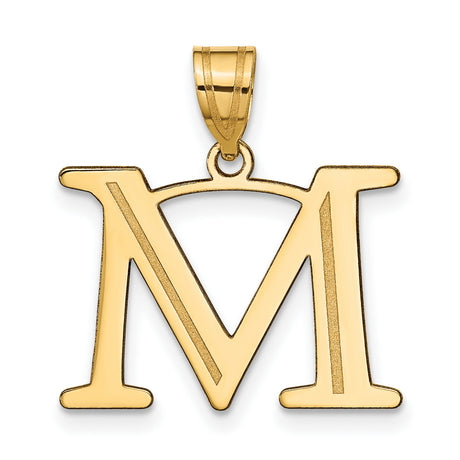 14k Yellow Gold Initial M Pendant, Polished Block Letter Charm for Women or Unisex
