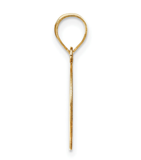 14k Yellow Gold Letter O Pendant, Polished and Textured Openwork Initial Charm for Women